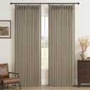 Oak Taupe Thick Linen Dual Layer Classroom Curtains 86 Inches Long 2 Panels Set, Blackout Memory Trained Pinch Pleated Insulated Soundproof Office Elegant Windows Curtain & Drapes 84-86 Inch Length