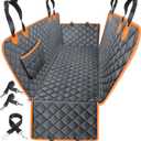 URPOWER Dog Car Seat Cover for Pets 100% Waterproof Hammock 600D Heavy Duty Scratch Proof Nonslip Durable Soft Pet Back Seat Covers for Cars Trucks and SUVs (Black-Orange),Standard (54" W x 58" L)