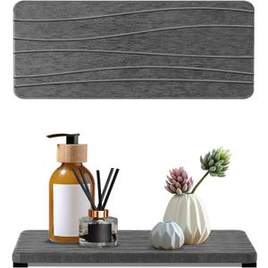 2PCS Water Absorbing Stone Tray, Fast Drying Stone Sink Tray, Water Absorbent Diatomite Trays, Stones Soap Trays, Diatomite Coasters for Kitchen Sink Bathroom Counter, Hand Soap Dish & Holders (2pcs 2110cm Dark Gray Wave)