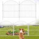 Decorative Garden Fence 24in (H) x20ft (L), 10 Pack No Dig Fence Animal Barrier for Dog, Arched Flower Bed Edging, Wire Border Panel Fencing for Yard Patio Outdoor Decor White