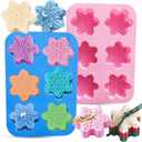 2PCS Thickened Snowflake Soap Molds, 6-Cavity Snowflake Silicone Molds for Soap Making, Snowflake Design for DIY Christmas Wax Melts, Ice Cubes, Chocolate Bar, Bath Bomb, Soap