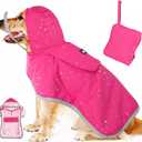 Lukovee Adjustable Dog Rain Jacket with Clear Hooded Double Layer, Waterproof Dog Rain Coat Poncho with Reflective Storage Pocket & Rim (Yellow, L) (Large, A-Yelllow)