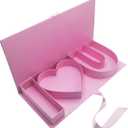 WENPACK Empty Flower Gift Box I Love U Cardboard Letter Shaped Fillable Chocolate Strawberry Candy Packaging (Pink), 1 Count
