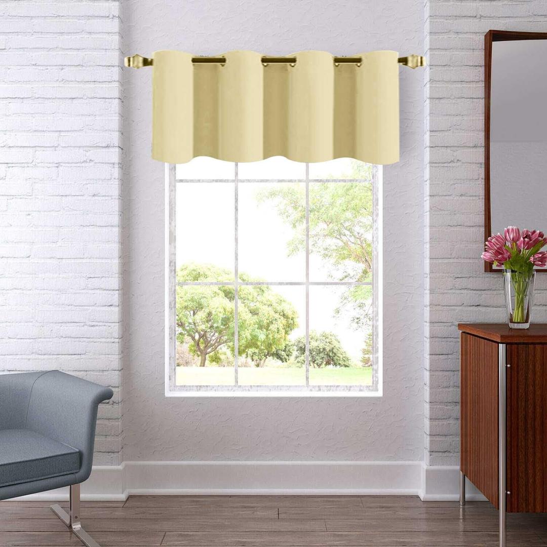 Beige Blackout Valance for Kitchen Windows Bathroom Living Room Bedroom Privacy Grommet Short Window Valance Small Half Window Toppers Curtains Valance 52 W X 18 L 1 Panel Only