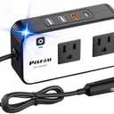 200W Car Power Inverter, PiSFAU DC 12V to 110V AC Car Plug Adapter Outlet with [20W USB-C] /USB-Fast Charger(18W) / 4.8A Dual USB/car Charger for Laptop