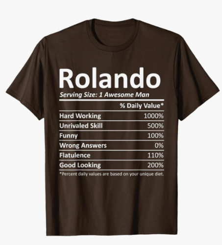 ROLANDO Nutrition Funny Birthday Personalized Name Gift Idea T-Shirt M