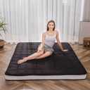MAXYOYO King Futon Mattress Foam Mattress Topper, Japanese Floor Mattress Foldable Mattress Futon Mattress Pad Guest Mattress, Extra Thick Folding Floor Couch for Adults, Black