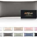 Silk Body Pillow Cases, Mulberry Silk Body Pillow Cover with Zipper, Smooth, Anti Acne, Cooling Sleep Both Sides Natural Silk Satin 20x54 Body Pillowcase, Gifts for Women Men, Dark Gray (Body - 2054 Inch)