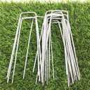 8 Inch Galvanized Steel Landscape Stakes - 50 Pack Heavy Duty U-Shaped Garden Stakes | Rust-Resistant Ground Anchors for Tent Windproof, Landscape Fabric, Lawn Camping, Outdoor DIY Projects