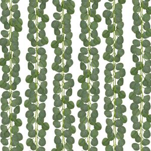 CQURE 18Pack 126Ft Eucalyptus Garland,Artificial Eucalyptus Leaves Table Greenery Garland Wreath Vines for Wedding Party Table Fireplace Bedroom Wall Room Decor
