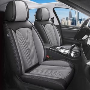 DISUTOGO 2 Front Seat Covers Fit for Subaru Outback 2007-2025 2026 Waterproof Leather Car Seat Covers Automotive Seat Cushion Protector Compatible Airbag (2 PCS Front Seats - Black & Grey)
