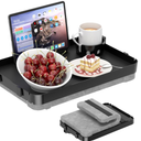 Lap Tray with Cushion Plastic Lap Desk with Cushion 15.5”Large Breakfast in Bed Tray with Removable Cushion & Cup/Phone Holder, Lap Table with Laptop Pocket for Couch TV Adults Eating Gaming Black