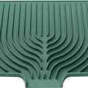 Dish Drying Mat for Kitchen Counter, with Built-in Drain Lip, Food-Grade Silicone, Easy Clean Pad for Countertop Protection, Multi-Functional Use (18x11.8, Dark Green)