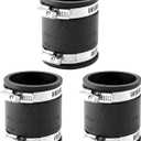 3 Pcs 2" Flexible Pvc Pipe Coupling with Stainless Steel Clamp, Flexible Fitting for Connecting Cast Iron, Plastic and Copper Pipes, for Sewer and Drain Connections(Black)