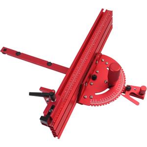 Aluminum Table Saw Precision Miter Gauge Works w/Table Saws, Band Saw and Router Table, Includes Multi TTrack Fence w/Scale, T-track Flip Stop(Red)