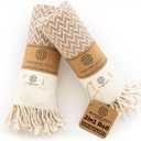 Madamelique Exclusive Hand Towels Set of 2-18 x 40 Inches - Decorative Bathroom Peshtemal Towel for Hand, Face, Hair, Yoga, Tea, Dishcloth, Kitchen and Bath - 100% Pure Cotton (Biscuit)