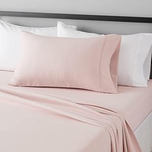 Amazon Basics Lightweight Super Soft Easy Care Wrinkle Free Microfiber 3 Piece Bed Sheet Set with 14-Inch Deep Pockets, Twin, Blush Pink, Solid, Kids, Men & Women Bedding : Home & Kitchen