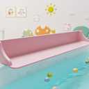 3-Ft Bathtub Splash Guard PlayPad with Strong Suction Cups, Toy Tray Caddy Holder Storage, No-Leak, Mess-Free Bath Time for Kids, Pink