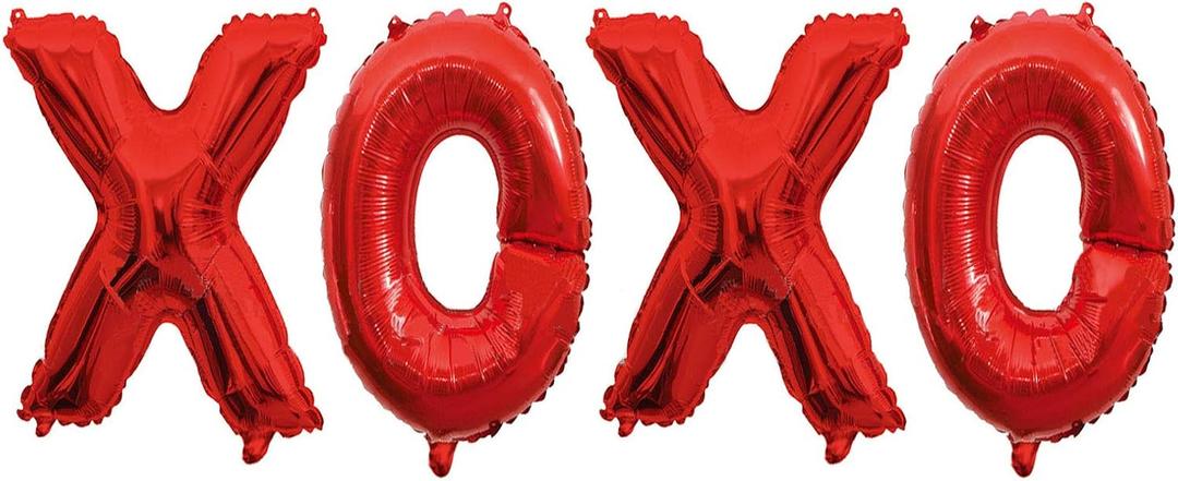 Soochat XOXO Balloons | Valentine Letters Mylar Foil Balloons - Bachelorette Parties Wedding Bridal Showers Photo Props Decorations Valentines Day Party Supplies (Red)