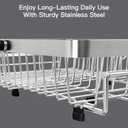 MAJALiS Dish Drying Rack Over The Sink, Expandable Stainless Steel Dish Drainer for Small Kitchen Counter Space Saving, RV Compact Plate Strainer In Silver Metal with Hanging Adjustable Utensil Holder