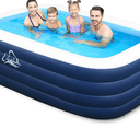 Inflatable Swimming Pool with 4 Air Chambers，99"x60"x28" Heavy Duty Deepened and Thickened Kids Pool, Swimming Pool for Adults Kids Family, Blow up Pool for Backyard, Garden, Outdoor