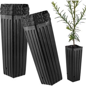 Tall Deep Tree Pot, 50Pcs Plastic Plant Seedling Treepots Tall Flower Plant Container Starting Pots with Drainage Holes Flower Container for Indoor Outdoor Garden Plants 9.8" H x 4.7" W
