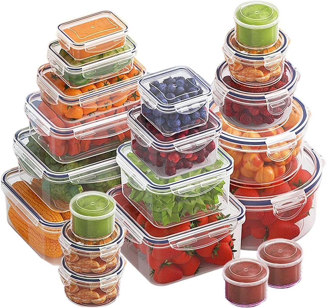 40 Pcs 84oz Large Food Storage Containers with Lids, Reusable Meal Prep Containers for Kitchen Storage, Airtight Leakproof & BPA-Free Freezer, Microwave & Dishwasher Safe