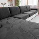 QIANMEW Couch Covers for Sectional Sofa, Washable Stretch Soft Sofa Cushion Covers L Shape Sofa Slipcovers Anti Slip Furniture Decor Protector for Pets (2 Seaters Covers,Dark Gray)