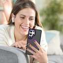 AIGOMARA Magnetic for Samsung Galaxy S25 Ultra Case with Invisible Camera Stand, [Compatible with Magsafe] [Military-Grade Protection] Slim Anti Scratch Protective Case Women Girls 6.9", Black/Purple