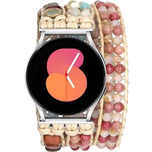 Boho Beaded Handmade Braided Bracelet Band Women 20mm Compatible for Samsung Galaxy Watch 7/6/5/4/Active 2/4 Classic/6 Classic/5 Pro/FE 40mm 42mm 43mm 44mm 45mm 46mm 47mm