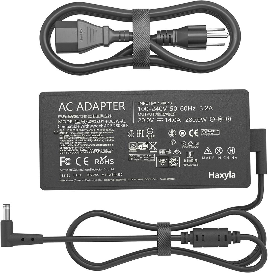 280W Charger Compatible with Asus Rog Strix G15 G16 G17 G18 G513R G513Q G713Q Zephyrus M16 Flow X16 Scar 15 17 G532L G533Z G732L G733Z G731G G531G G703G ADP-280BB B Gaming Laptop Power Supply Adapter