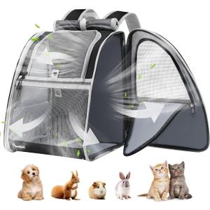 Pawaboo Cat Carrier Backpack, Pet Carrier Backpack for Kitties Small Dogs Puppies, Breathable Cat Bag Carrier, Small Dog Travel Backpack Carrier for Kitten Puppy Bunny - Black (up to 22lbs)