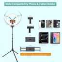 Aureday 14inch iPad Ring Light with Tripod Stand, 62inch Selfie Tripod Light Ring with Phone&Tablet Holder for Recording, 20W LED Circle Light with Wireless Remote for Tiktok, Makeup, Live Streaming