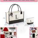 Monogrammed Canvas Tote Bag with Zipper Pockets - Ideal Gift for Mom, Teacher, Sister