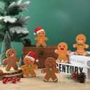 AllReal 6 Pcs Gingerbread Christmas Decorations Xmas Gingerbread Man Wooden Signs Farmhouse Decorative Winter Tabletop for Tiered Tray Holiday Party House Decor