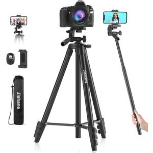 71" Camera Tripod, Versatile Cell Phone Tripod with Wireless Remote Phone Holder and Carry Bag, Lightweight Portable Camera Tripod Stand Compatible with Smartphone Cameras, Max Load 6.6 lbs