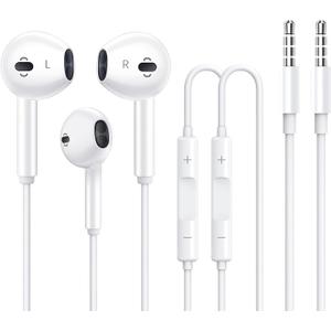 2 Pack Apple Earbuds [Apple MFi Certified] Headphones Earphones with 3.5mm Wired in Ear Headphone Plug(Built-in Microphone & Volume Control) Compatible with iPhone,iPad,iPod,PC,MP3/4,Android -White