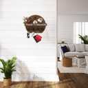 Key Holder for Wall, Key and Mail Holder Organizer - Key Holder Wall Mount with Bouquet Shelf and Key Hooks, Round Wooden Rustic Key Rack for Entryway and Home Decor (Brown)