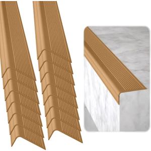 Rubber Bond Stair Edge Protector (Pack of 15) 36x2x1 inch Anti-Slip Stair Corner Trim Rubber Strips - Waterproof Self-Adhesive Staircases for Outdoor & Indoor Uses | Protect Kids & Pets - Brown