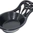 MINLUFUL Spoon Rest,Vintage Robust & Unbreakable Cast Iron Spoon Rest Holder for Stove Top/Kitchen Counter, Heat-Resistant Utensil Rest for Spoons/Ladles/Tongs, Housewarming Vintage Decor,Black