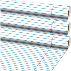 Motiskyy 3 Rolls Lined Notebook Bulletin Board Paper 4 X12 ft Fade Resistant Paper Roll for Classroom Decor Straight Border Trim Lined Pattern Borders for School Classroom Bulletin Board Chalkboard