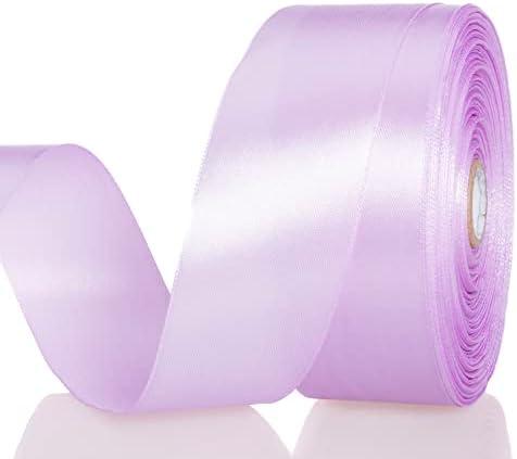Pack of 2 YASEO 1 1/2 Inch Lilac Solid Satin Ribbon, 50 Yards Craft Fabric Ribbon for Gift Wrapping Floral Bouquets Wedding Party Decoration