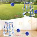 NIPLOOOW Pool Basketball Hoop, 2-in-1 Floating Pool Toys Ring Game with 4 Balls and Pump, Outdoor Swimming Pool Basketball Games Water Play Toy Family Party for Kids Adults Age 3-12 (Blue)