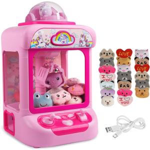 TingingYuli Claw Machine for Kids,Unicorn Mini Vending Machines Candy Grabber Prize Dispenser Toys for Girls,Electronic Arcade Game with 20 Mini Plush Toys for Christmas Easter Birthday Gifts
