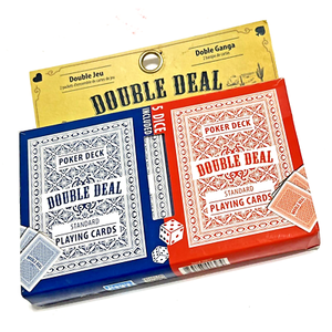 DOUBLE DEAL Poker Deck 2 Pack Standard Playing Card Set Plus 5 Bonus Dice NEW, 2 Sets