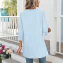 AKEWEI 3/4 Length Sleeve Cotton Linen Womens Tops V Neck Loose Fit Dressy Casual Blouse Flowy Shirts Womens Clothing, XXL