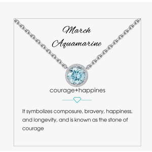 Presentski Birthstone Necklace for Women Sterling Silver 925 Solitaire Pendant Dainty Necklace Birthday Gifts for Women Birthstone Necklaces for Mom
