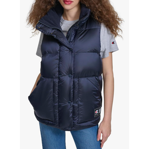 Champion womens Satin Quilted Puffer Vest With Stand Collar Size Xs