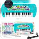 Raimy Mini Keyboard Piano for Kids, 32 Keys Portable Piano Early Learning Educational Electronic Music Keyboard Instrument Toys for 3 4 5 6 Year Old Boys and Girls (Blue)