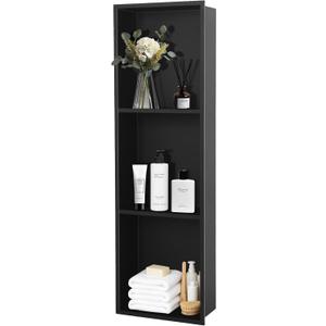 3 Tier Stainless Steel Shower Niche, 3612 Inch Waterproof Recessed Wall Niche, No Tile Needed Insert Storage for Bathroom Kitchen Bedroom(Black)